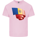 Curled Moldova Flag Moldovan Day Football Kids T-Shirt Childrens Light Pink