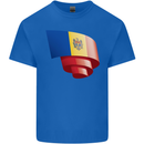 Curled Moldova Flag Moldovan Day Football Kids T-Shirt Childrens Royal Blue