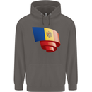 Curled Moldova Flag Moldovan Day Football Mens 80% Cotton Hoodie Charcoal