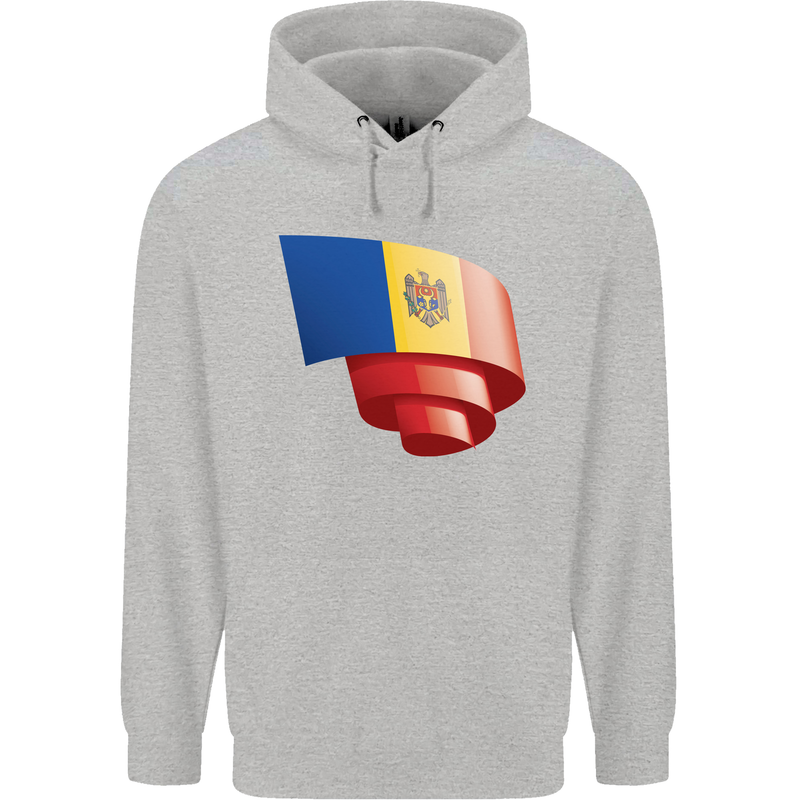 Curled Moldova Flag Moldovan Day Football Mens 80% Cotton Hoodie Sports Grey