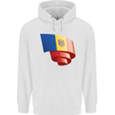 Curled Moldova Flag Moldovan Day Football Mens 80% Cotton Hoodie White
