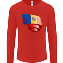 Curled Moldova Flag Moldovan Day Football Mens Long Sleeve T-Shirt Red
