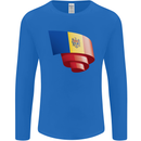 Curled Moldova Flag Moldovan Day Football Mens Long Sleeve T-Shirt Royal Blue