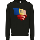 Curled Moldova Flag Moldovan Day Football Mens Sweatshirt Jumper Black