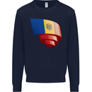 Curled Moldova Flag Moldovan Day Football Mens Sweatshirt Jumper Navy Blue