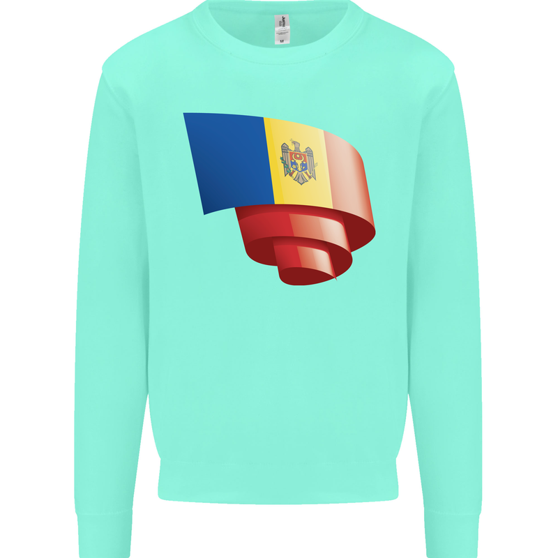 Curled Moldova Flag Moldovan Day Football Mens Sweatshirt Jumper Peppermint