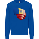Curled Moldova Flag Moldovan Day Football Mens Sweatshirt Jumper Royal Blue