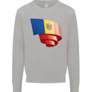 Curled Moldova Flag Moldovan Day Football Mens Sweatshirt Jumper Sports Grey