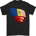 Curled Moldova Flag Moldovan Day Football Mens T-Shirt 100% Cotton Black