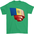 Curled Moldova Flag Moldovan Day Football Mens T-Shirt 100% Cotton Irish Green