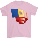 Curled Moldova Flag Moldovan Day Football Mens T-Shirt 100% Cotton Light Pink