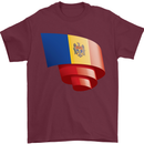 Curled Moldova Flag Moldovan Day Football Mens T-Shirt 100% Cotton Maroon