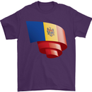 Curled Moldova Flag Moldovan Day Football Mens T-Shirt 100% Cotton Purple