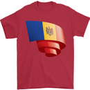 Curled Moldova Flag Moldovan Day Football Mens T-Shirt 100% Cotton Red