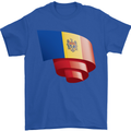 Curled Moldova Flag Moldovan Day Football Mens T-Shirt 100% Cotton Royal Blue
