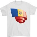 Curled Moldova Flag Moldovan Day Football Mens T-Shirt 100% Cotton White