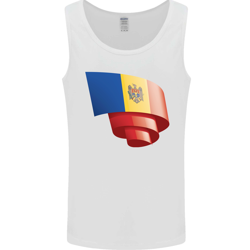 Curled Moldova Flag Moldovan Day Football Mens Vest Tank Top White