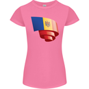 Curled Moldova Flag Moldovan Day Football Womens Petite Cut T-Shirt Azalea