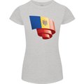 Curled Moldova Flag Moldovan Day Football Womens Petite Cut T-Shirt Sports Grey