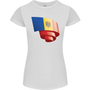 Curled Moldova Flag Moldovan Day Football Womens Petite Cut T-Shirt White