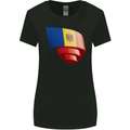 Curled Moldova Flag Moldovan Day Football Womens Wider Cut T-Shirt Black