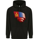 Curled Mongolia Flag Mongolian Day Football Childrens Kids Hoodie Black