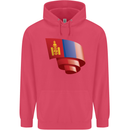 Curled Mongolia Flag Mongolian Day Football Childrens Kids Hoodie Heliconia