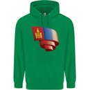 Curled Mongolia Flag Mongolian Day Football Childrens Kids Hoodie Irish Green