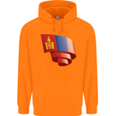 Curled Mongolia Flag Mongolian Day Football Childrens Kids Hoodie Orange