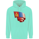 Curled Mongolia Flag Mongolian Day Football Childrens Kids Hoodie Peppermint
