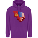 Curled Mongolia Flag Mongolian Day Football Childrens Kids Hoodie Purple