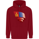 Curled Mongolia Flag Mongolian Day Football Childrens Kids Hoodie Red
