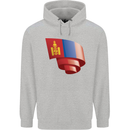 Curled Mongolia Flag Mongolian Day Football Childrens Kids Hoodie Sports Grey