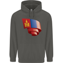Curled Mongolia Flag Mongolian Day Football Childrens Kids Hoodie Storm Grey