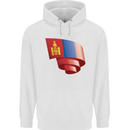 Curled Mongolia Flag Mongolian Day Football Childrens Kids Hoodie White