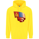 Curled Mongolia Flag Mongolian Day Football Childrens Kids Hoodie Yellow