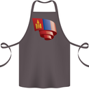 Curled Mongolia Flag Mongolian Day Football Cotton Apron 100% Organic Dark Grey