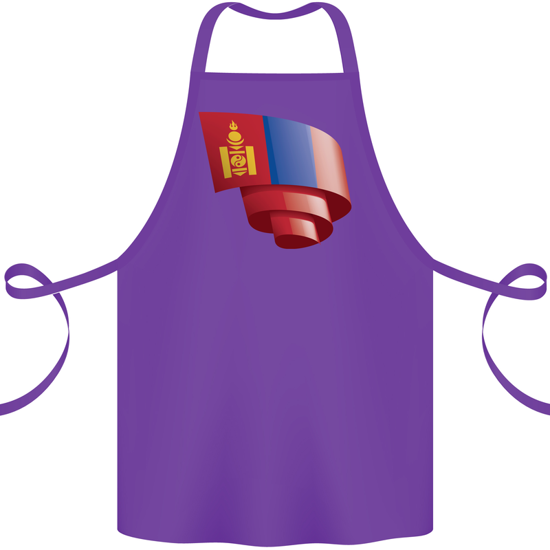 Curled Mongolia Flag Mongolian Day Football Cotton Apron 100% Organic Purple