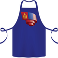 Curled Mongolia Flag Mongolian Day Football Cotton Apron 100% Organic Royal Blue