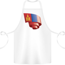 Curled Mongolia Flag Mongolian Day Football Cotton Apron 100% Organic White