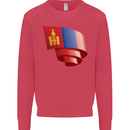 Curled Mongolia Flag Mongolian Day Football Kids Sweatshirt Jumper Heliconia
