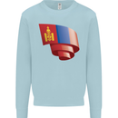 Curled Mongolia Flag Mongolian Day Football Kids Sweatshirt Jumper Light Blue