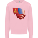 Curled Mongolia Flag Mongolian Day Football Kids Sweatshirt Jumper Light Pink