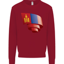 Curled Mongolia Flag Mongolian Day Football Kids Sweatshirt Jumper Red