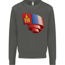 Curled Mongolia Flag Mongolian Day Football Kids Sweatshirt Jumper Storm Grey
