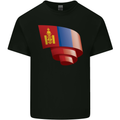 Curled Mongolia Flag Mongolian Day Football Kids T-Shirt Childrens Black