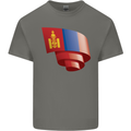Curled Mongolia Flag Mongolian Day Football Kids T-Shirt Childrens Charcoal