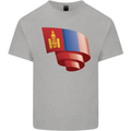 Curled Mongolia Flag Mongolian Day Football Kids T-Shirt Childrens Sports Grey
