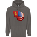 Curled Mongolia Flag Mongolian Day Football Mens 80% Cotton Hoodie Charcoal