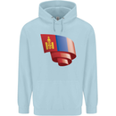 Curled Mongolia Flag Mongolian Day Football Mens 80% Cotton Hoodie Light Blue